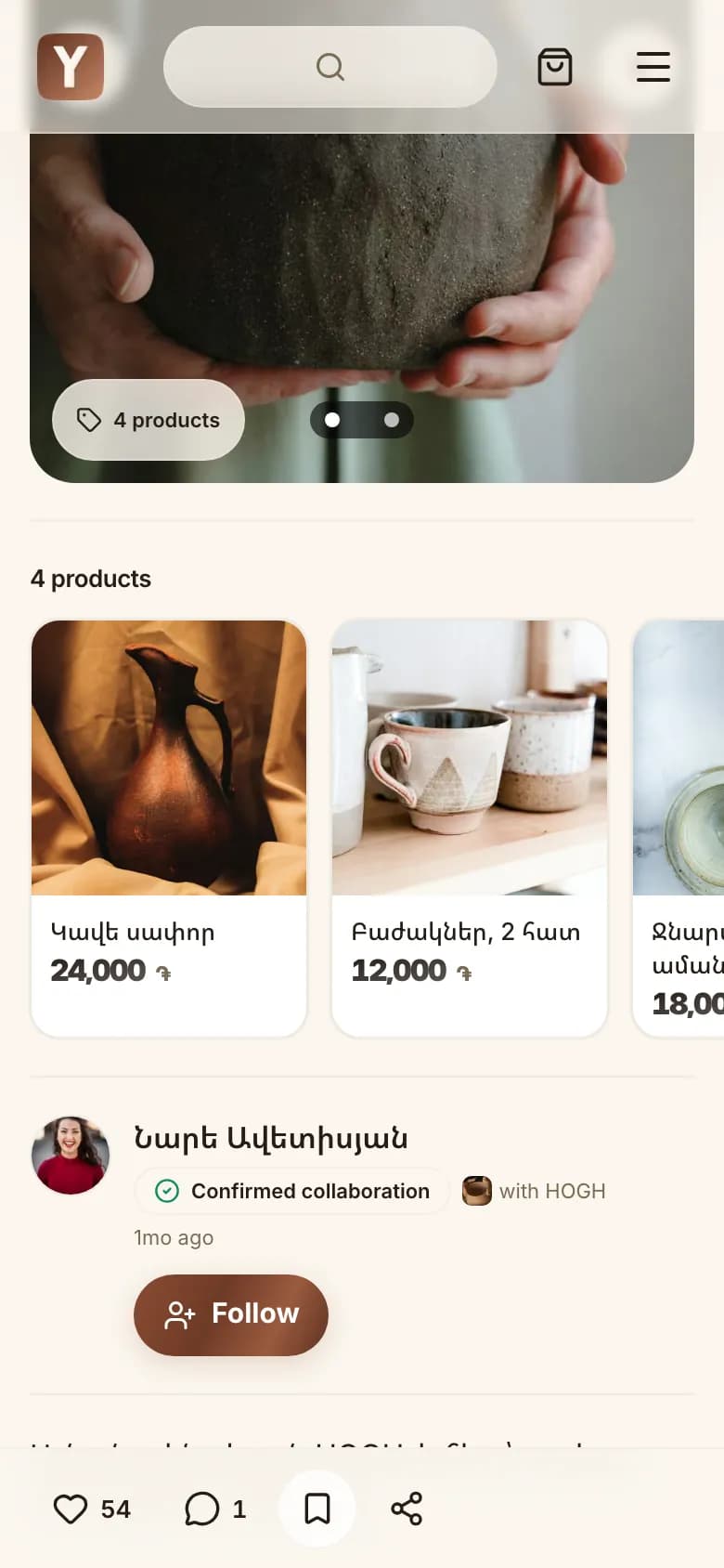 A creator's post on Ylon with the brand's products tagged