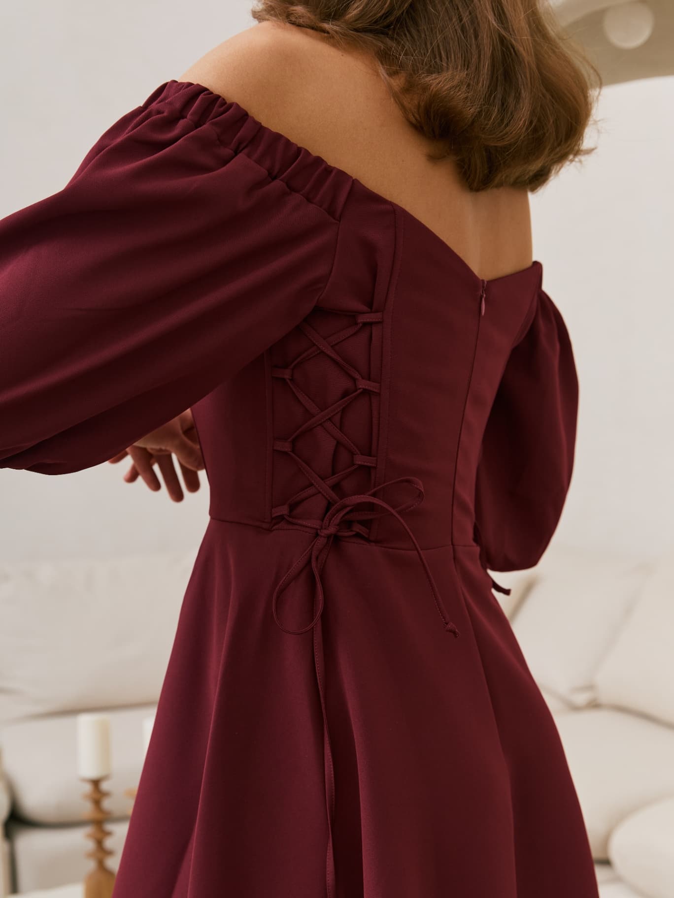 Платье вечернее миди со спущенными плечами с чашечками - image 2