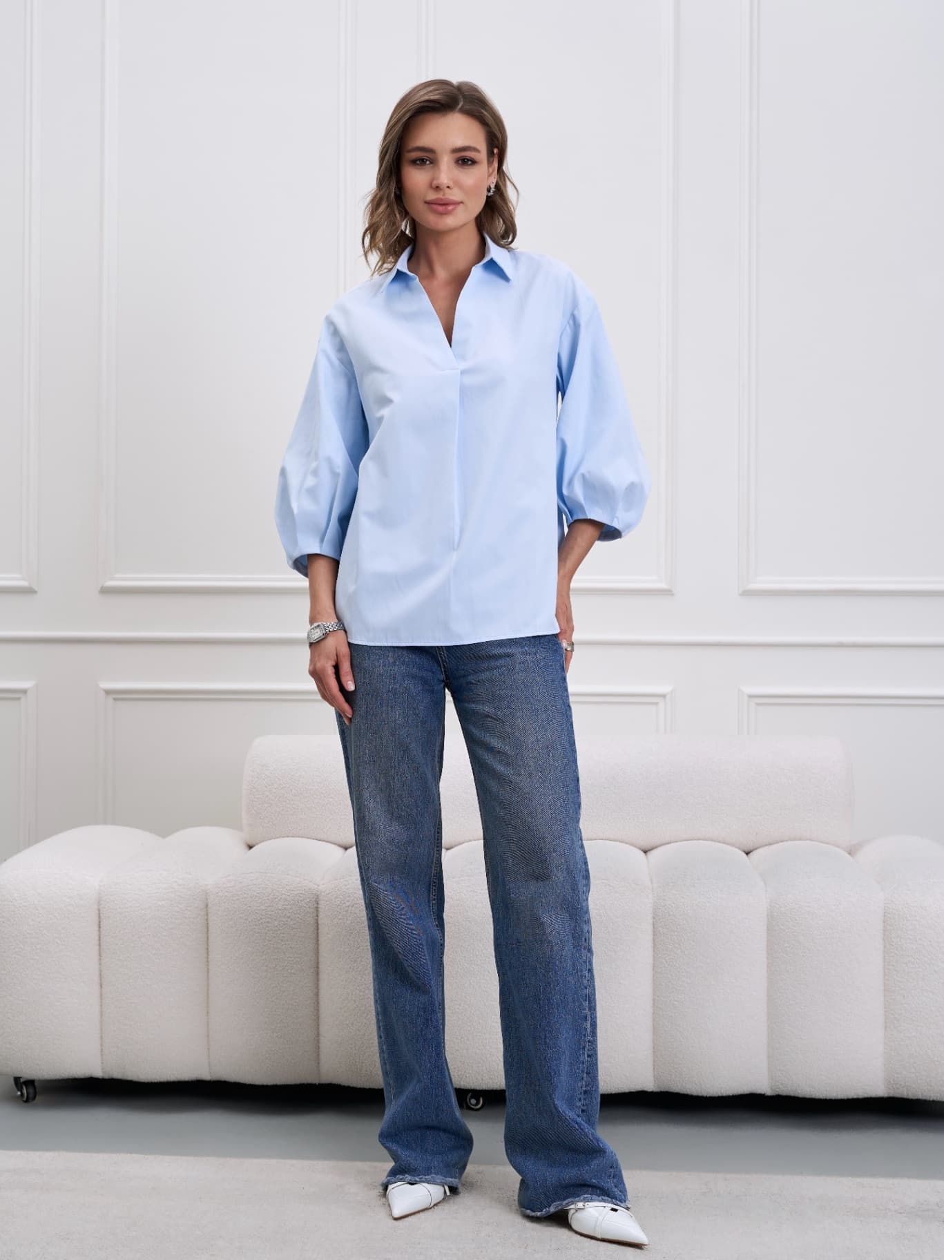 Рубашка офисная оверсайз, блузка — 7