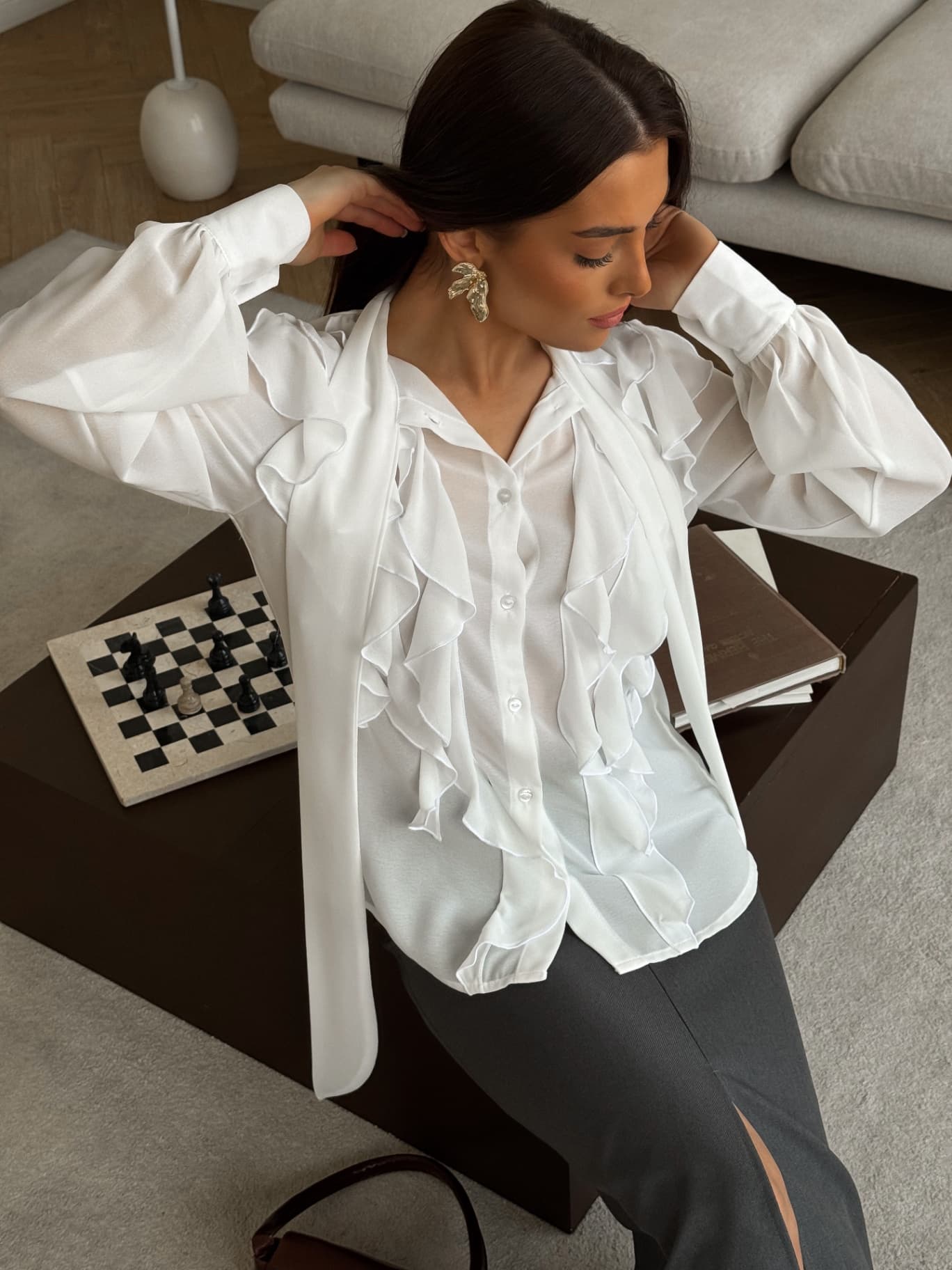 Блузка шифоновая с воланами праздничная - image 4