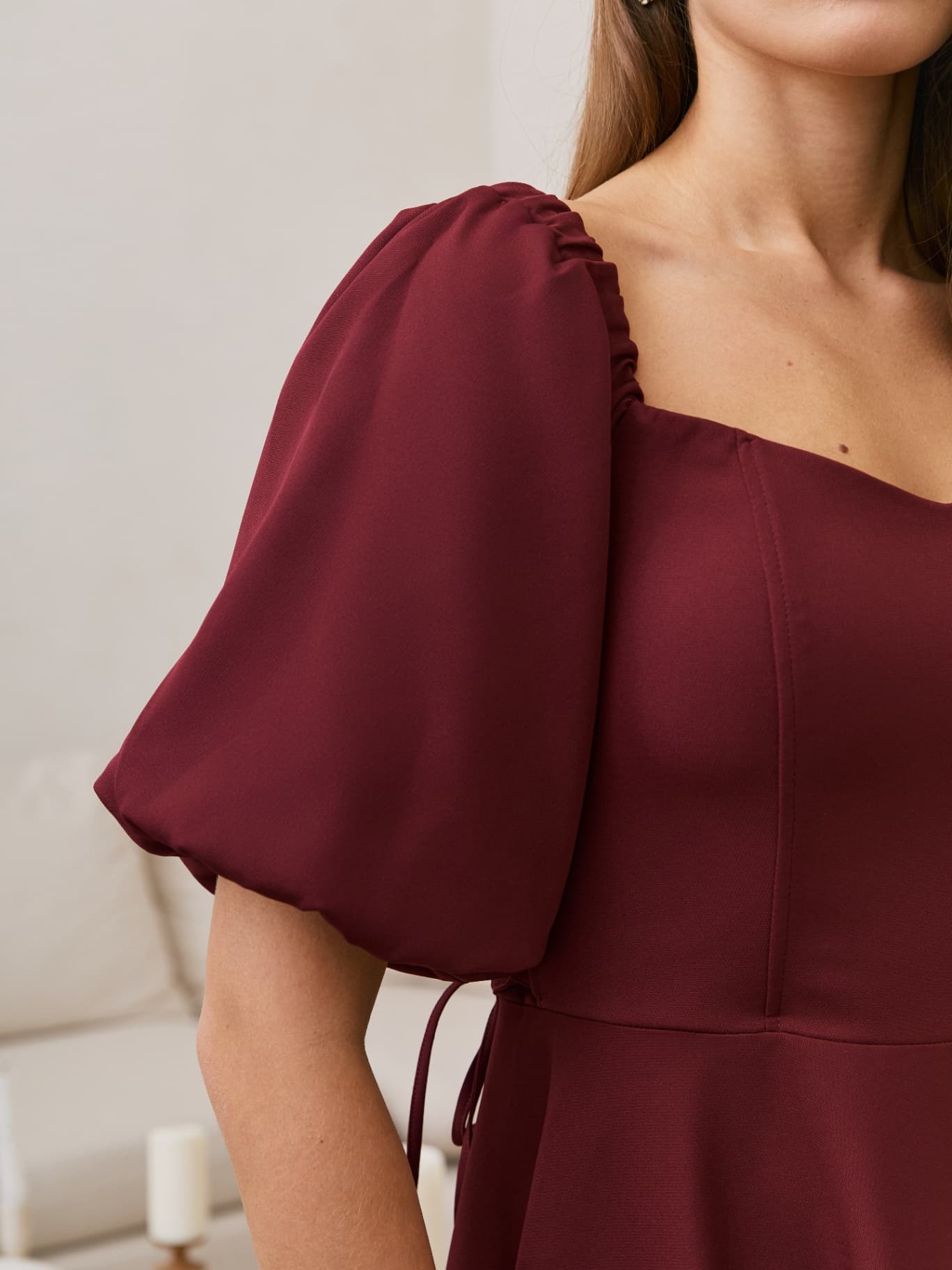 Платье вечернее миди со спущенными плечами с чашечками — 3