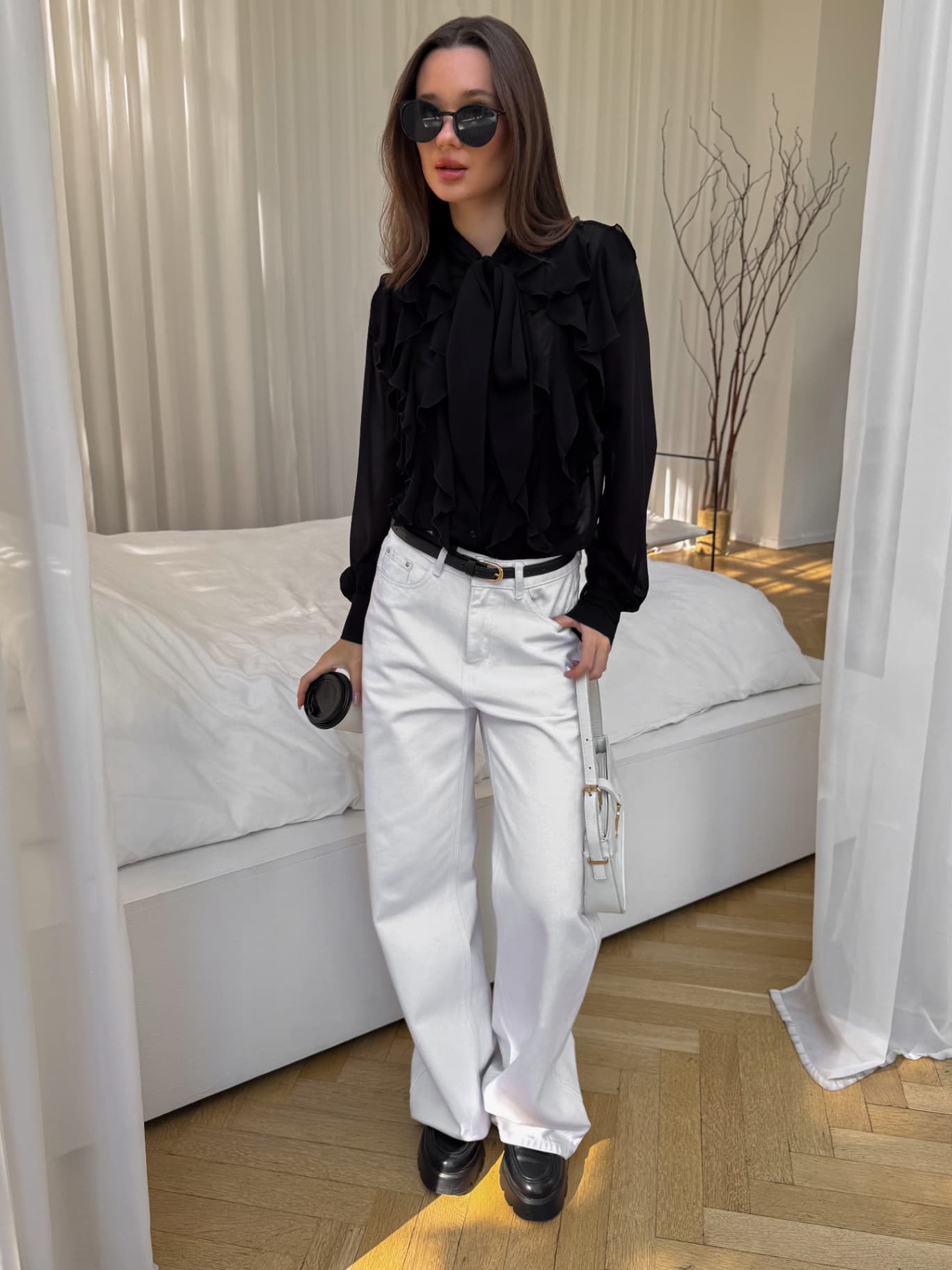 Блузка шифоновая с воланами нарядная - 4