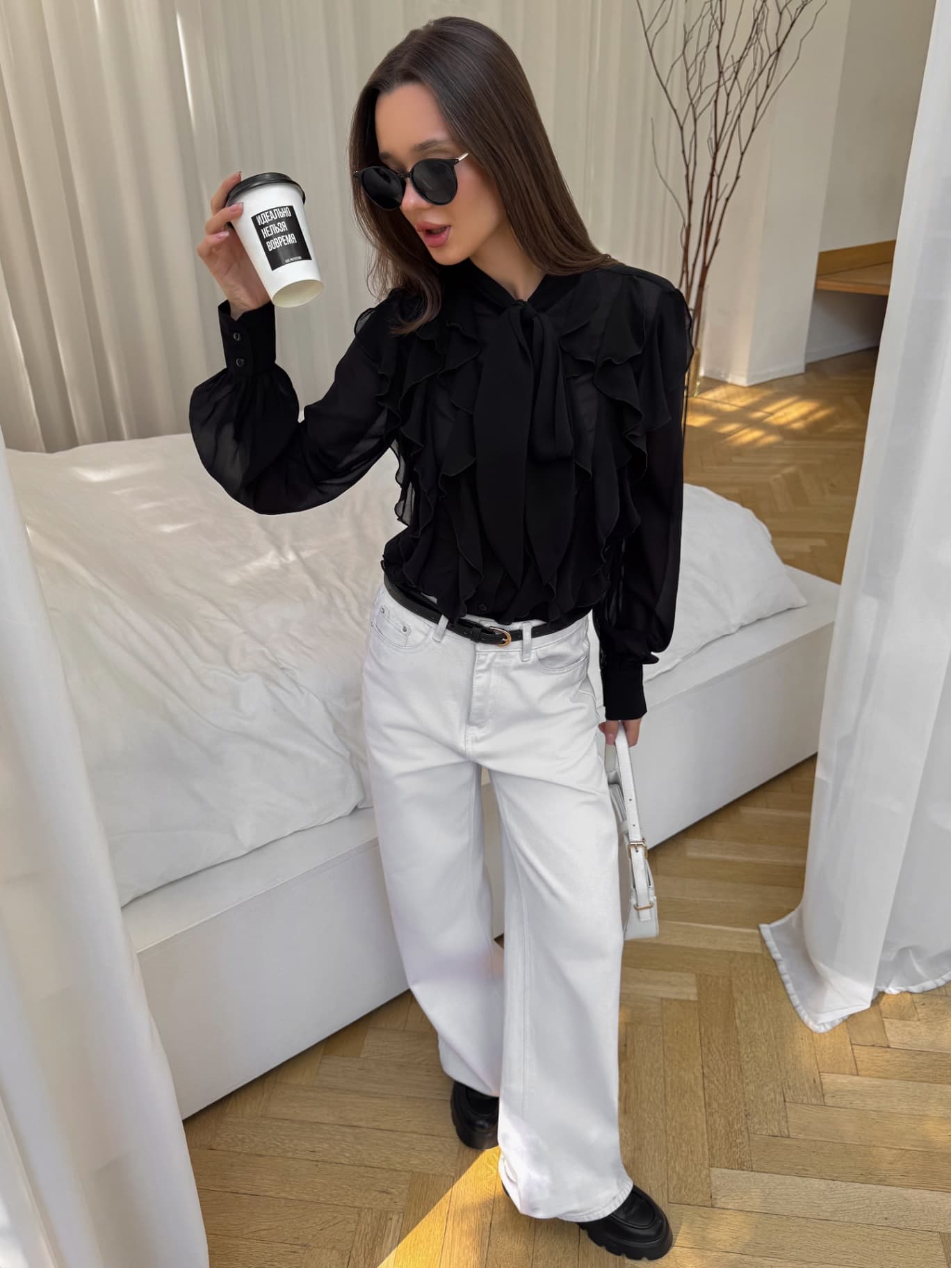 Блузка шифоновая с воланами нарядная - 8