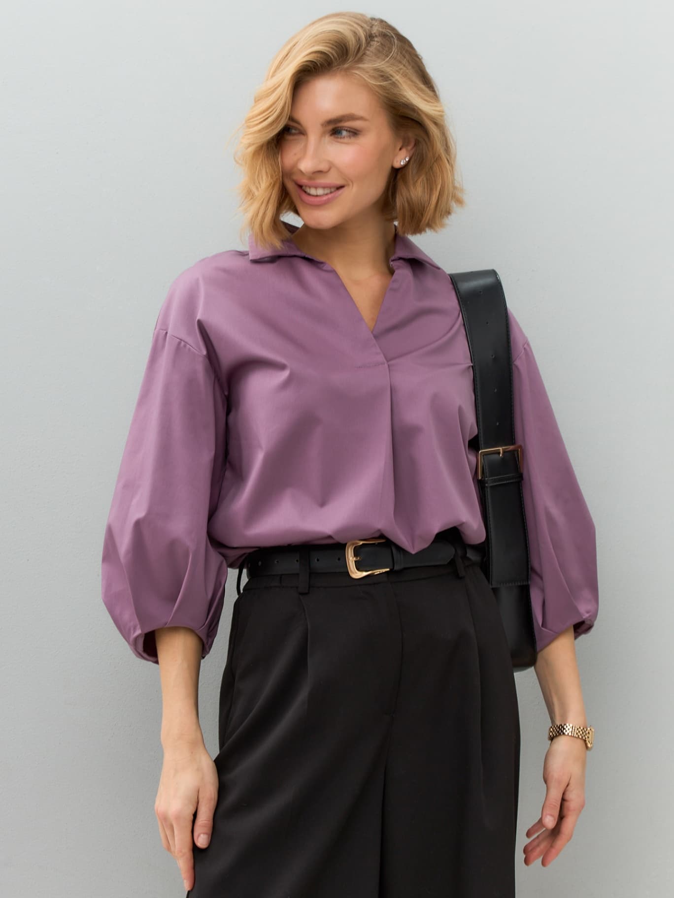 Рубашка офисная оверсайз, блузка — 7