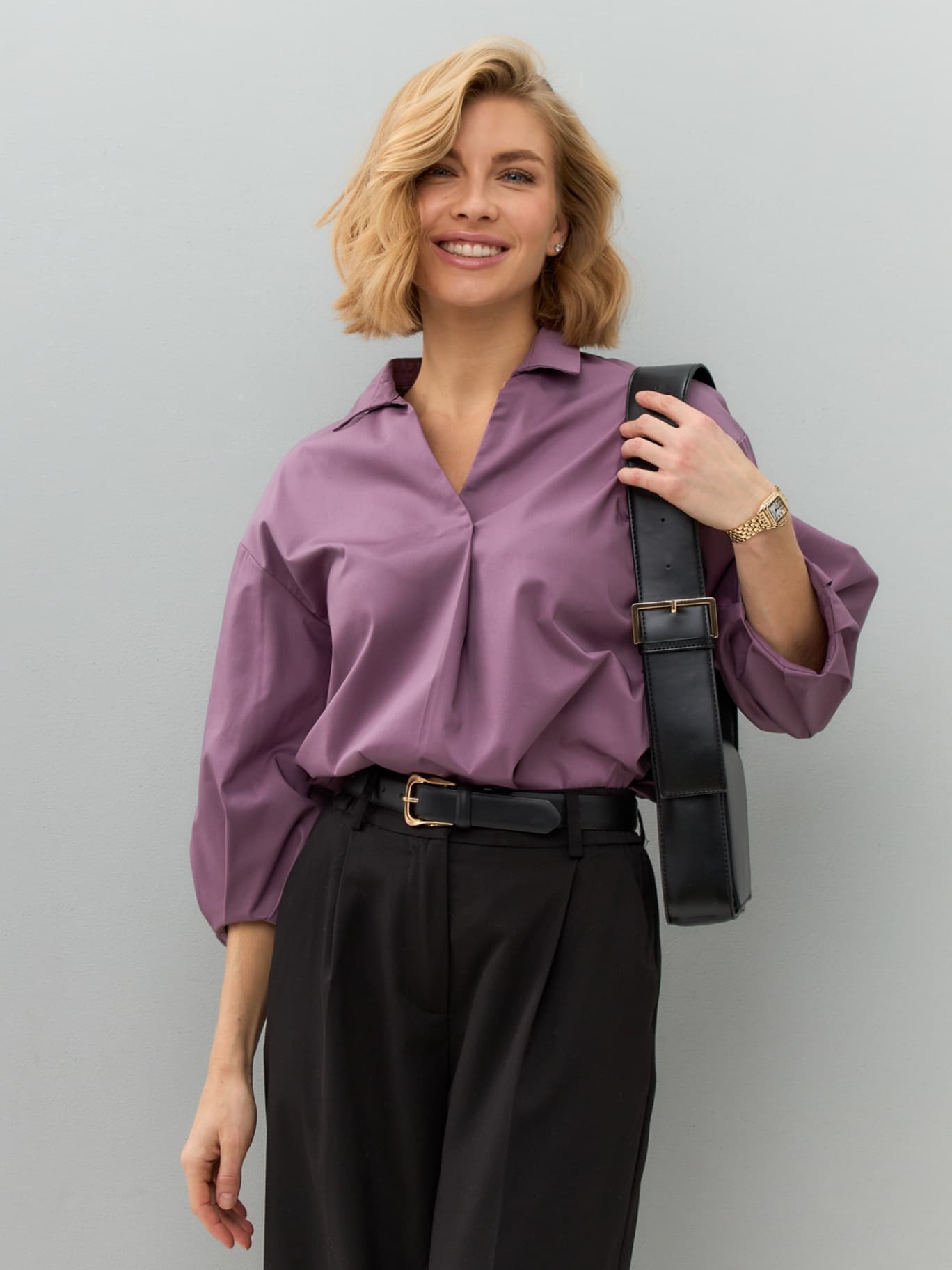 Рубашка офисная оверсайз, блузка — 6