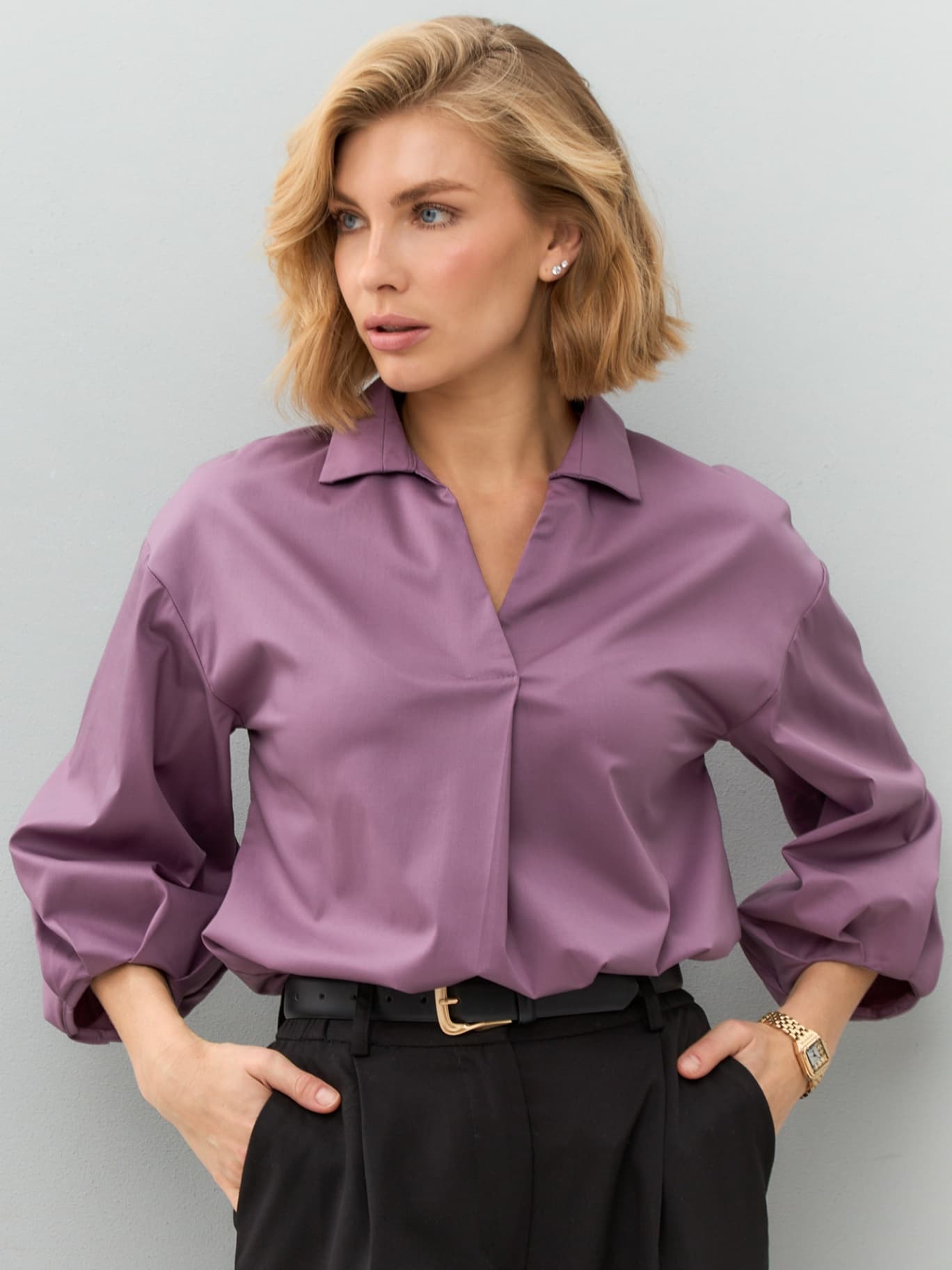 Рубашка офисная оверсайз, блузка — 8