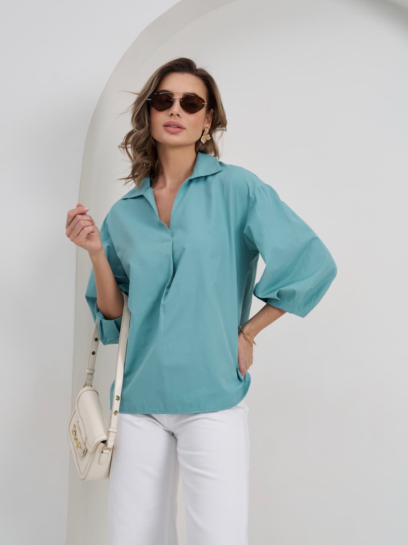 Рубашка офисная оверсайз, блузка — 6