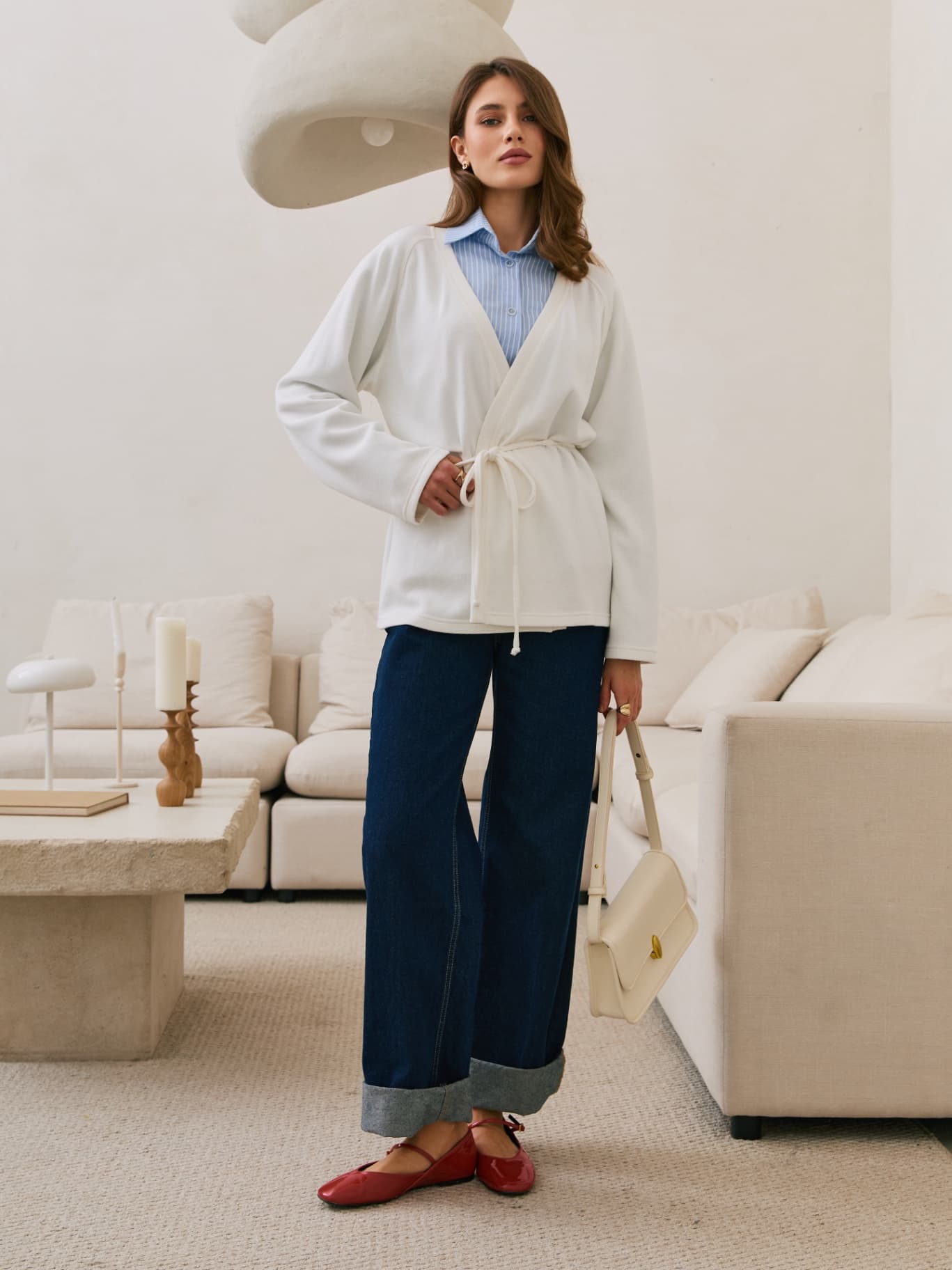 Кардиган халат с поясом на запах укороченный кимоно — 9