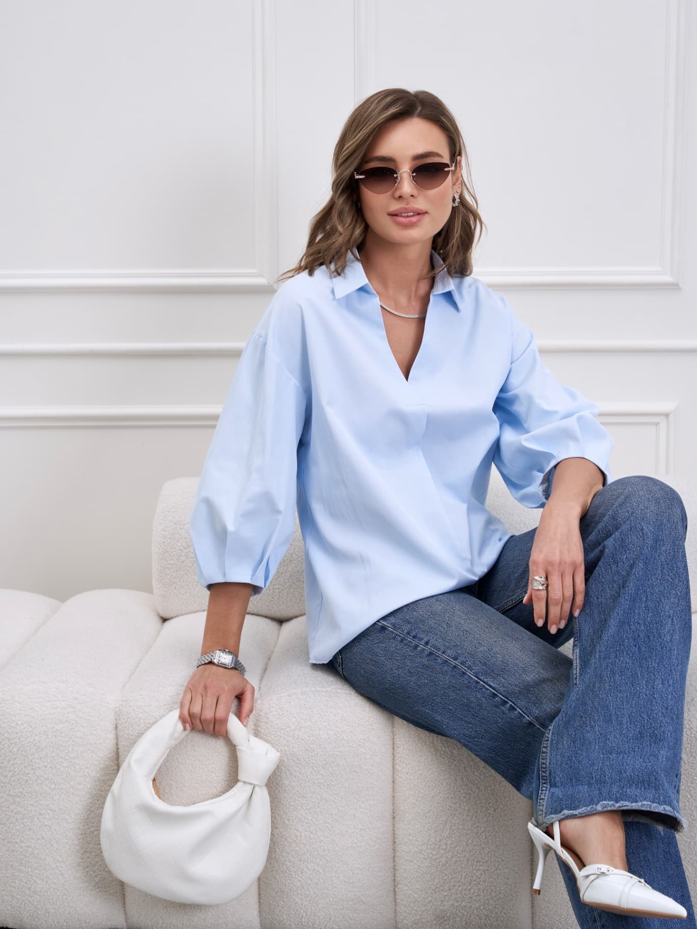 Рубашка офисная оверсайз, блузка