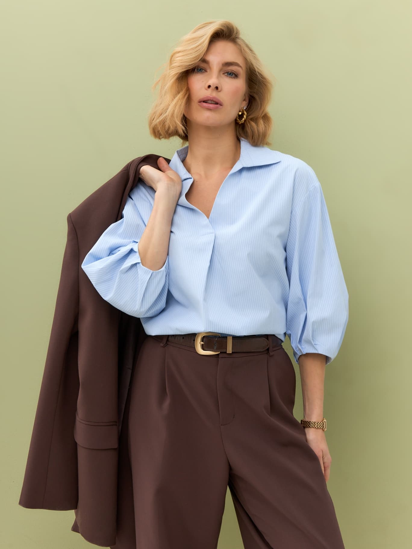 Рубашка офисная оверсайз, блузка — 10