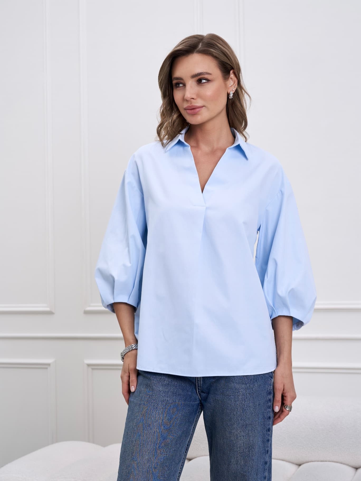 Рубашка офисная оверсайз, блузка — 6
