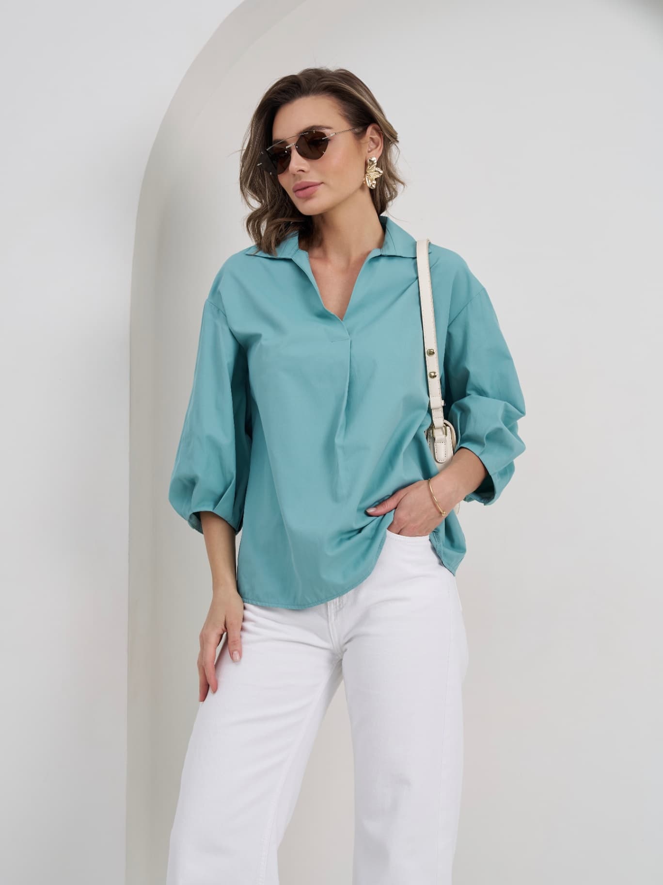 Рубашка офисная оверсайз, блузка — 8
