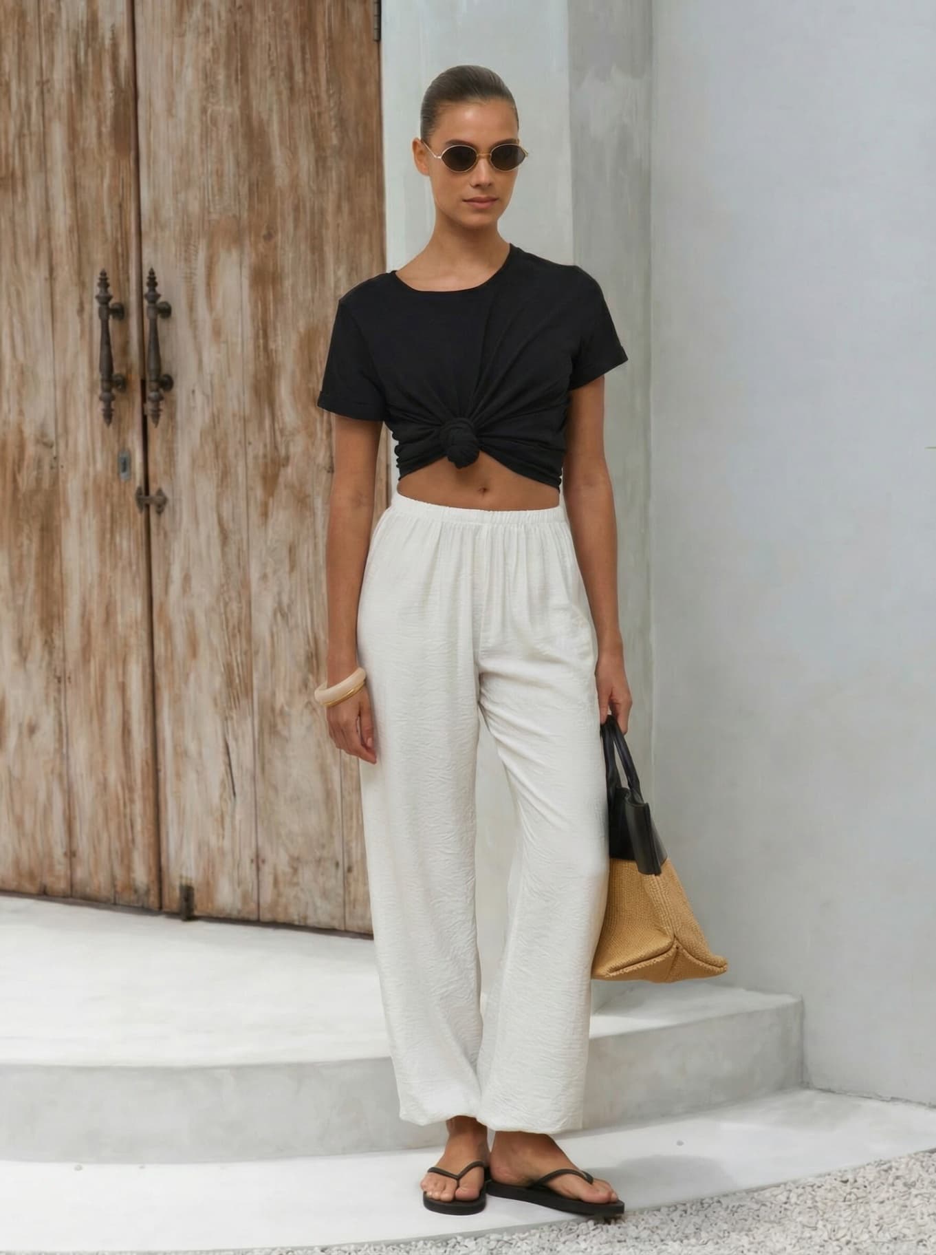 Брюки легкие алладины оверсайз джоггеры тонкие летние — 10