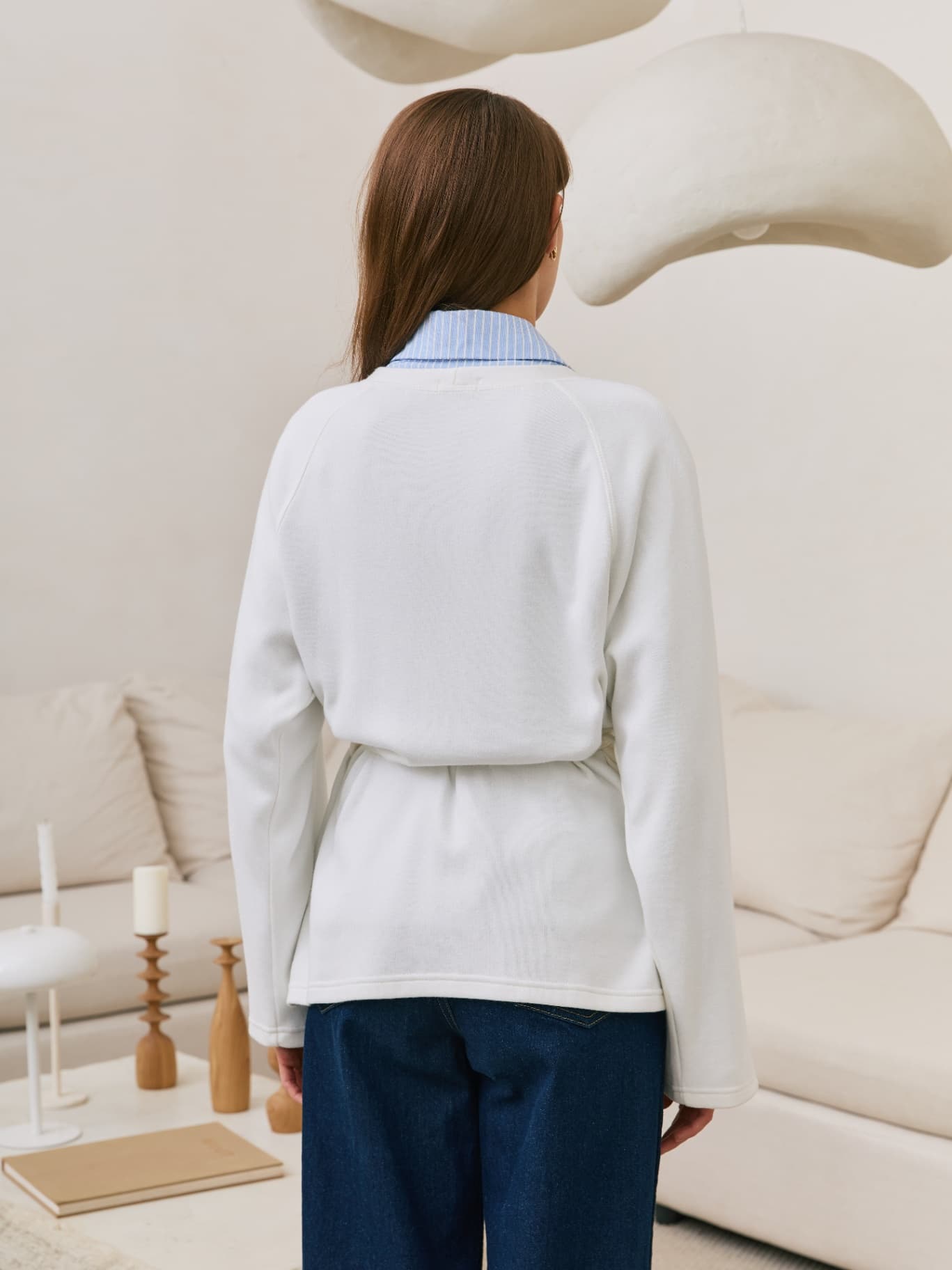 Кардиган халат с поясом на запах укороченный кимоно — 3