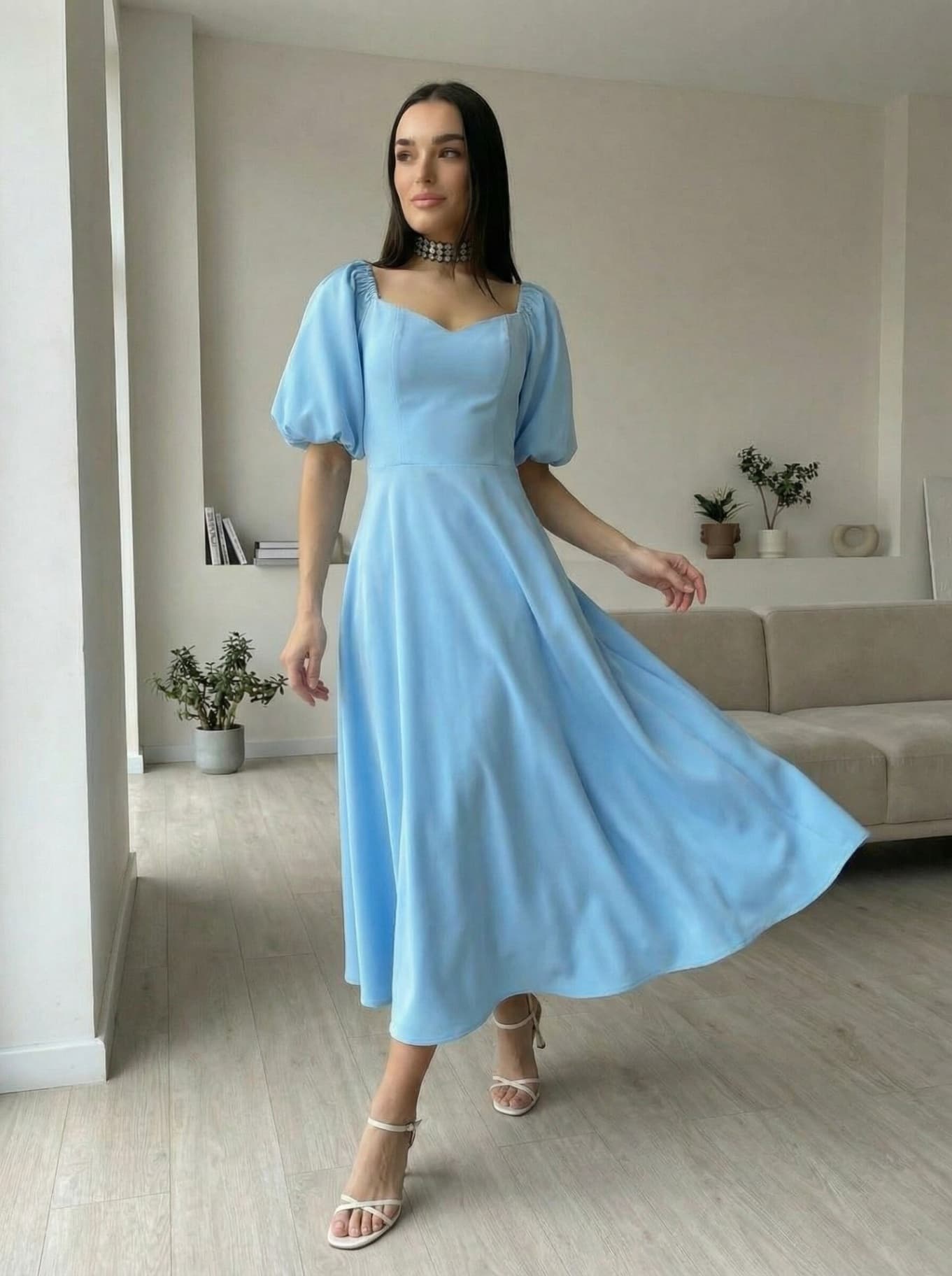 Платье вечернее миди со спущенными плечами с чашечками - image 2