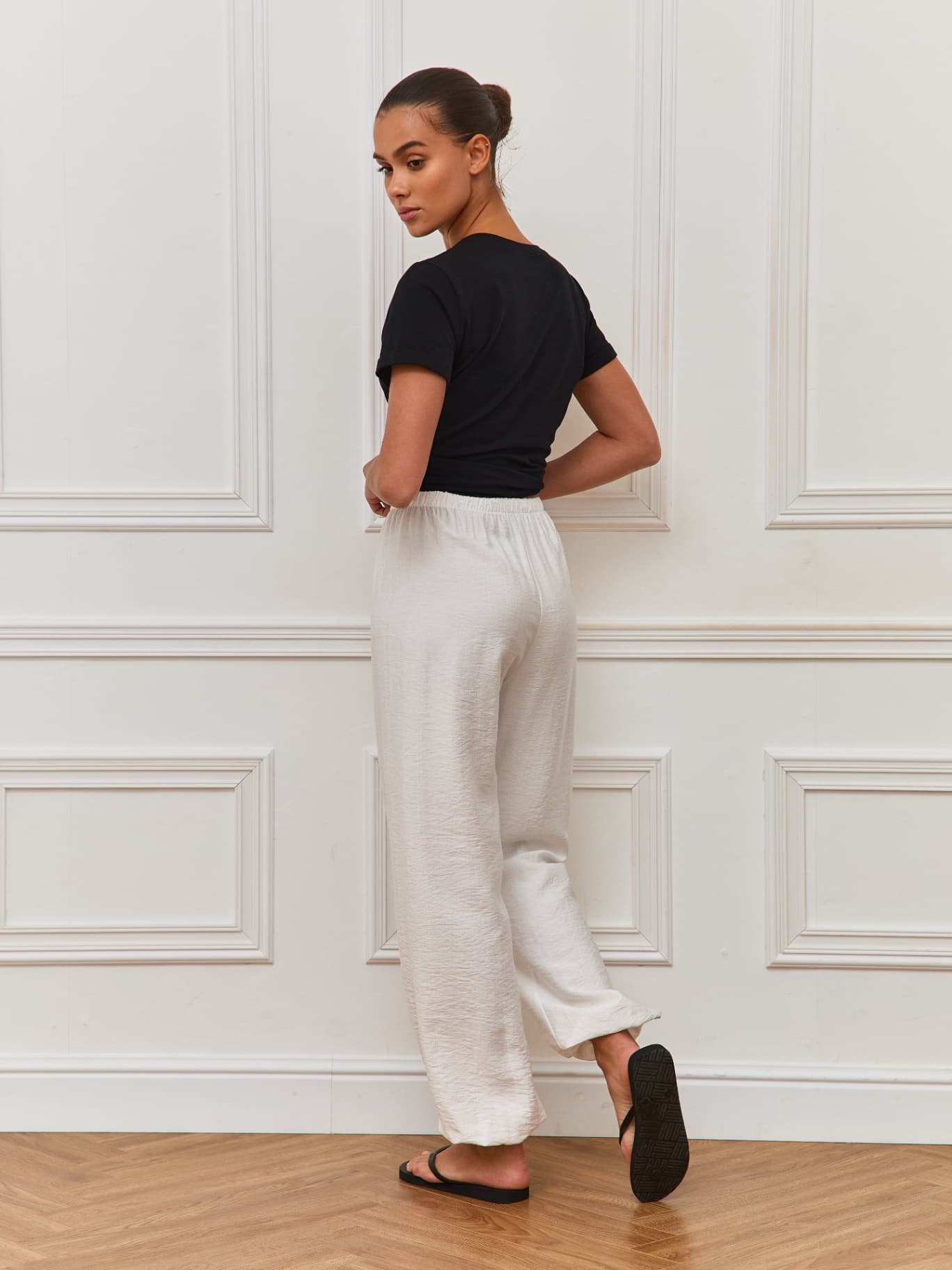 Брюки легкие алладины оверсайз джоггеры тонкие летние — 3